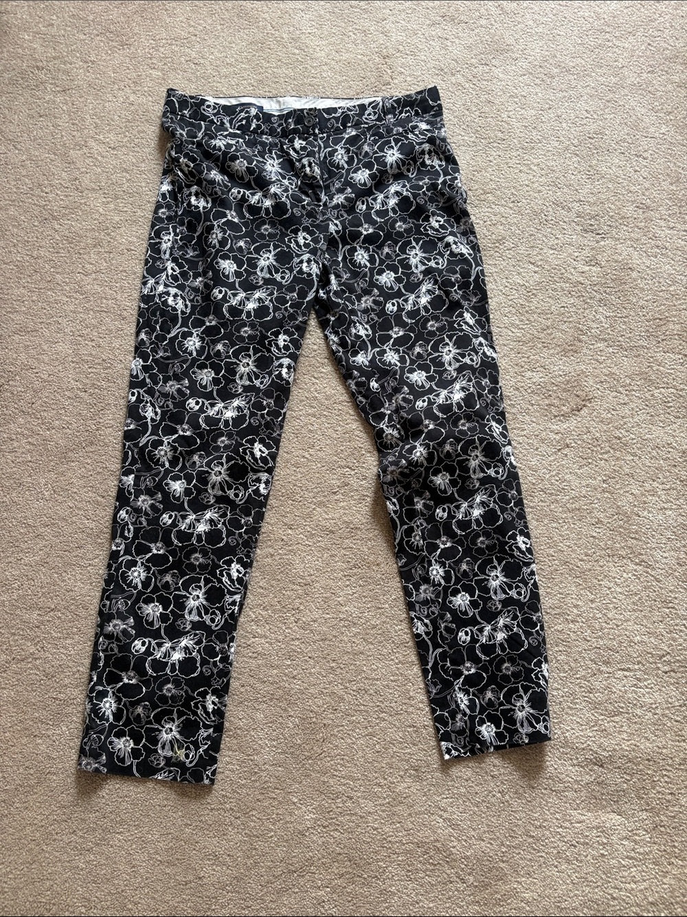 Brooks Brothers Black Pants with White Floral Print
